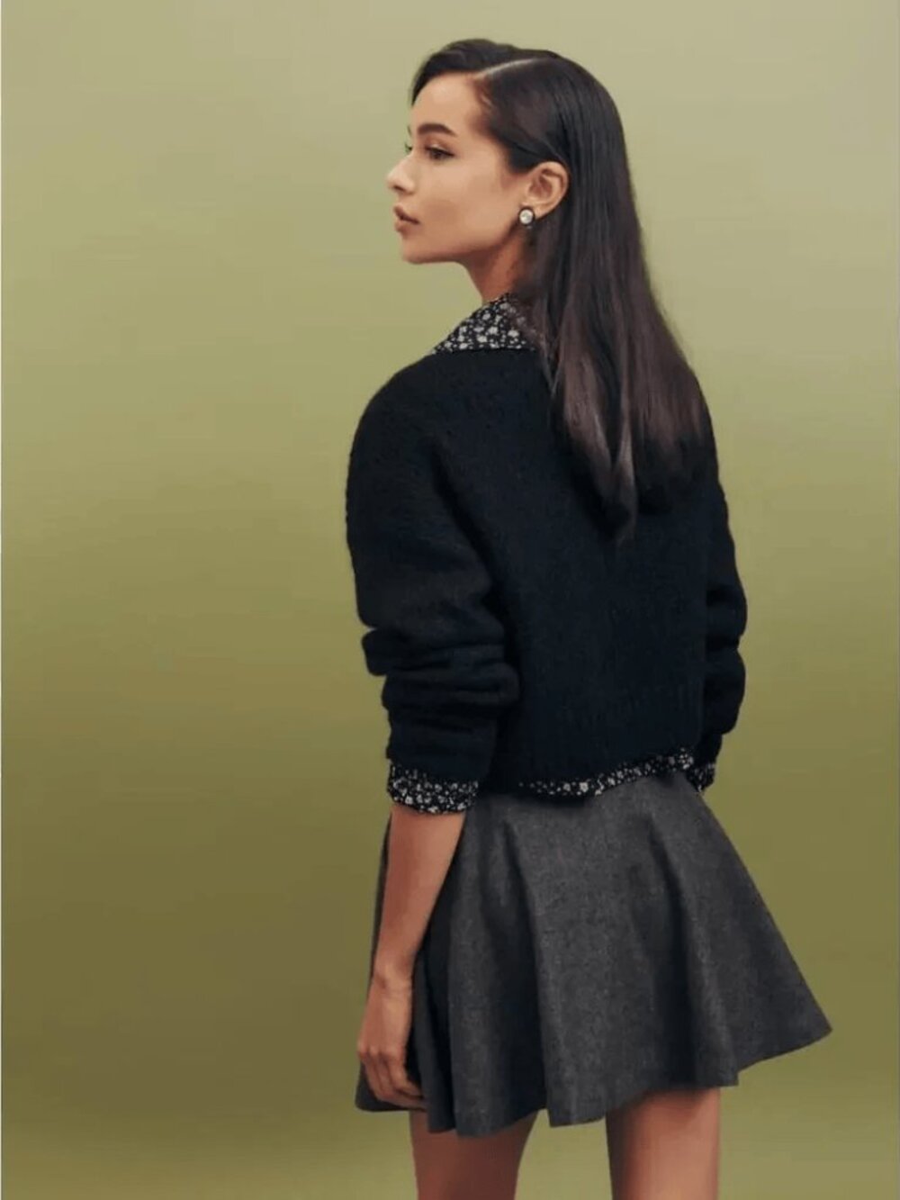 Reformation Dakota Skirt Size 2 Charcoal Gray Wool Blend A-Line Mini NWT